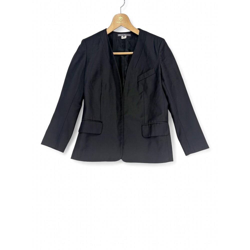 Pippa Black Collarless Blazer Size 4 Tailored Open-Front Jacket‎
